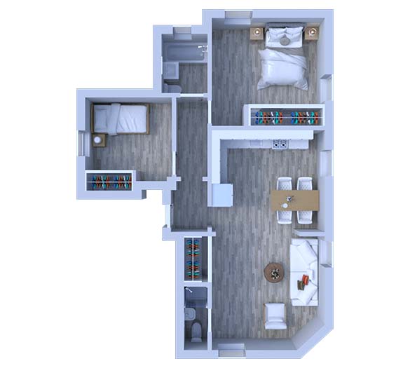 2 Bedrooms Floor Plan B1