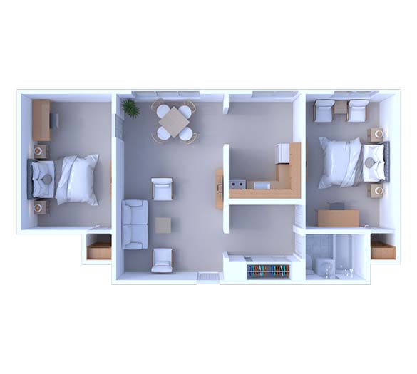 2 Bedrooms Floor Plan B1