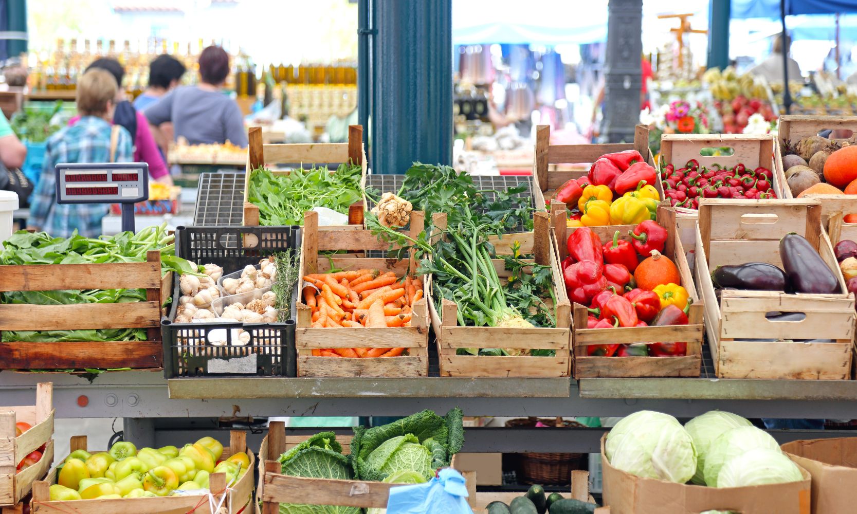 Image of local produce displayed at a farmers market
