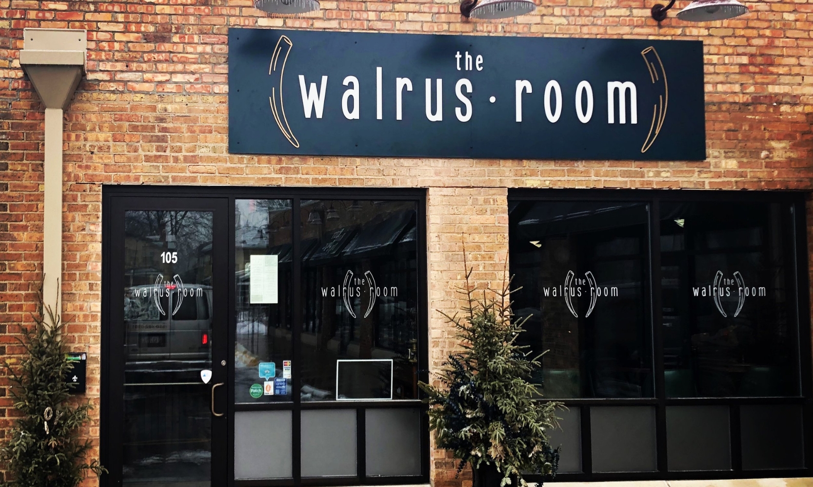 Front exterior image of The Walrus Room restaurant in Geneva, IL